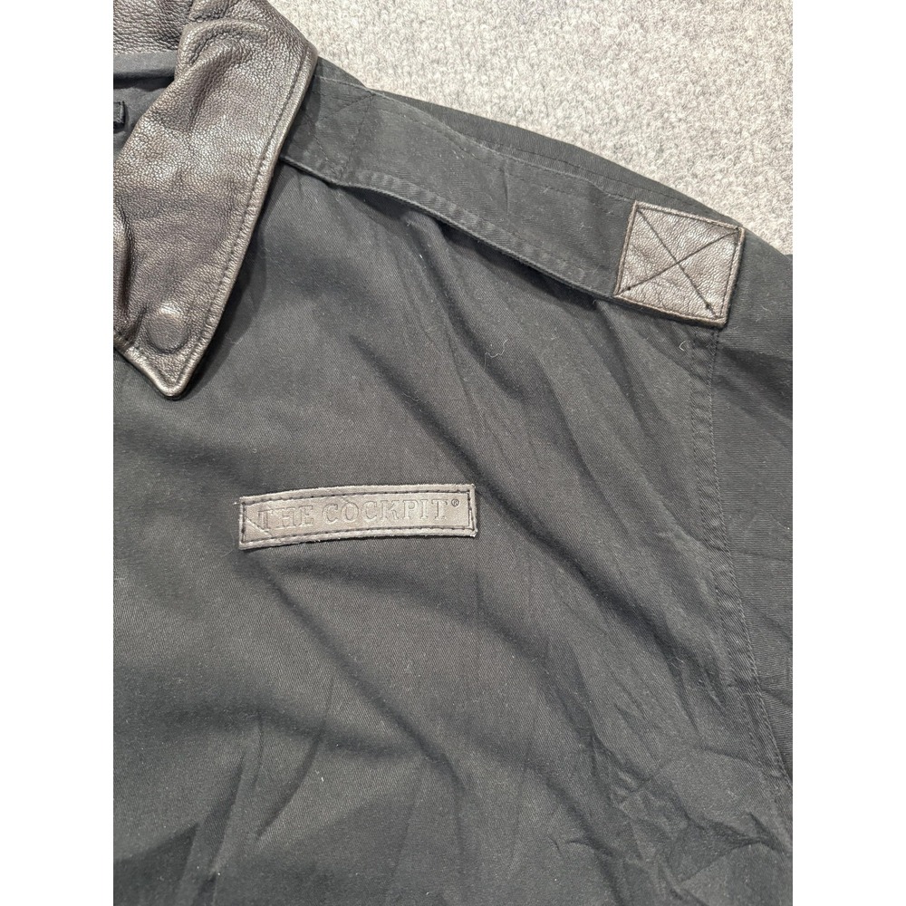 Cockpit USA A-2 Jacket Mens 2XL Black Bomber Leather Collar Patriotic Lining - Picture 5 of 12